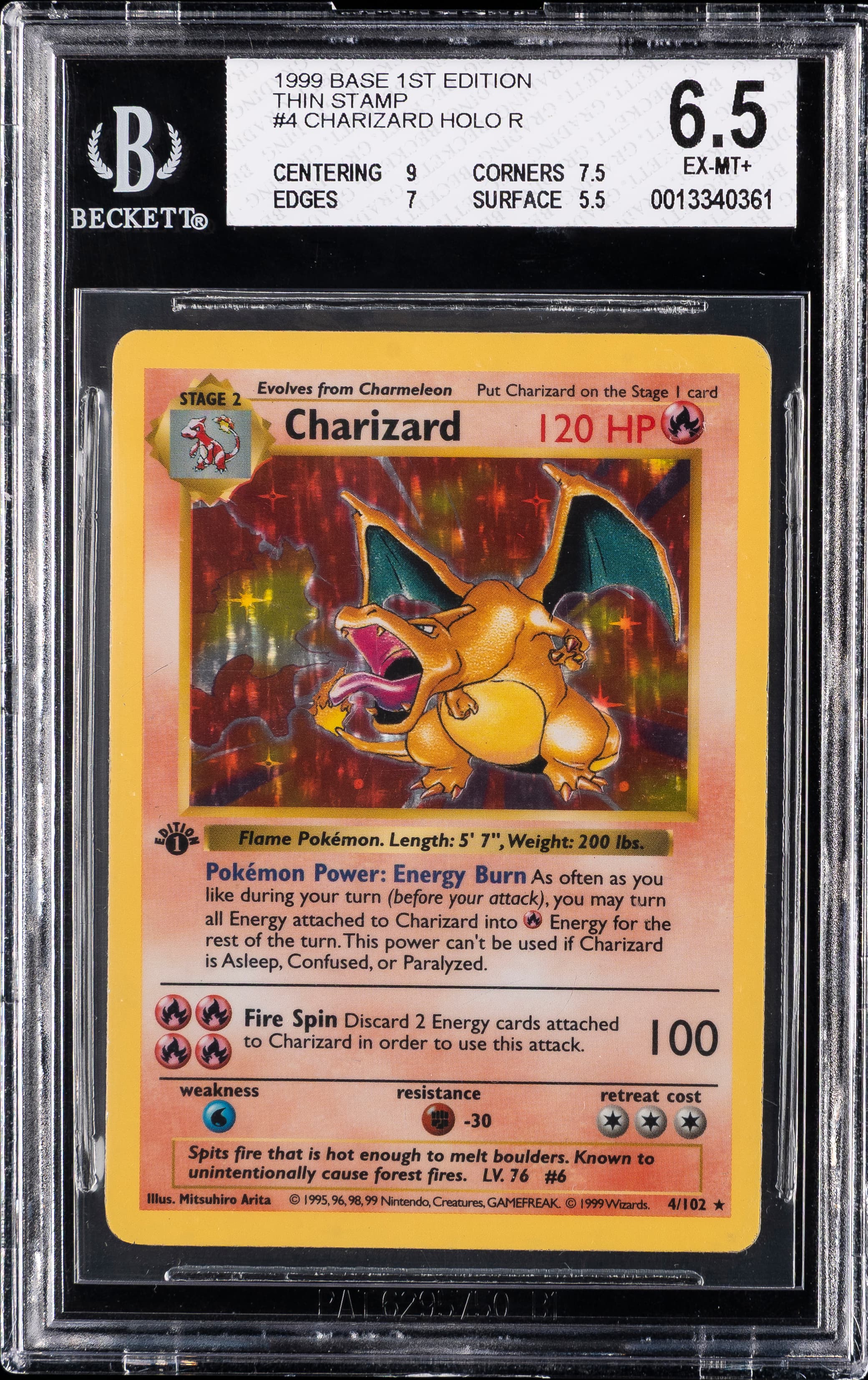 Charizard HOLO R/(Thin Stamp) · Pokemon Base 1st Edition · #4